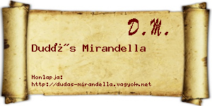 Dudás Mirandella névjegykártya